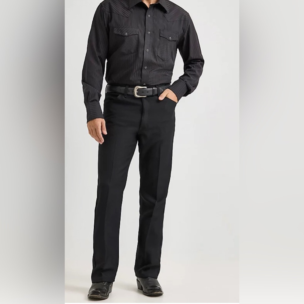 Wrangler 82BK Men's Wrancher Dress Boot Jeans Black 32x32 NWT